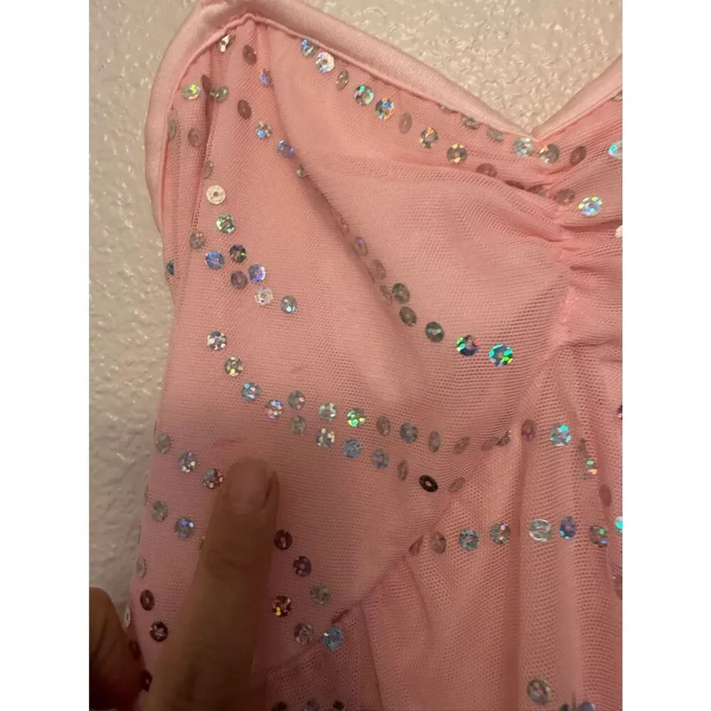 Art Stone Dance Costume pink mesh slip dress lyrical 2380 LA-Large adult